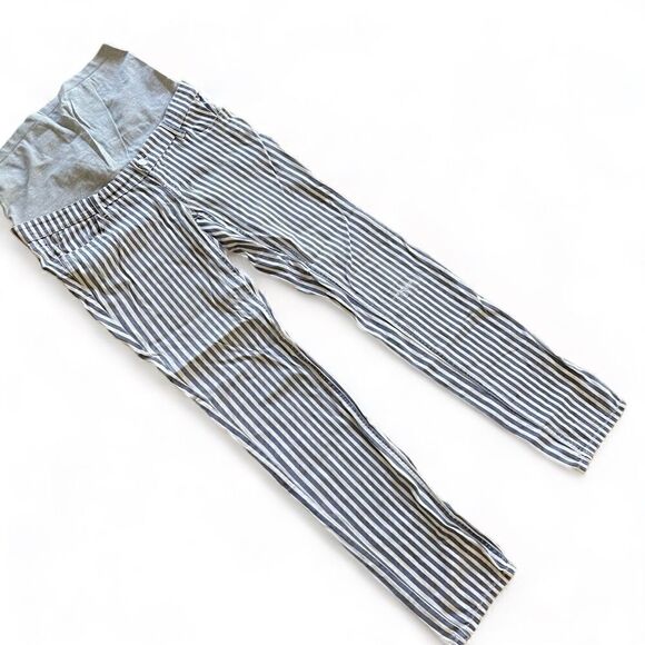 Mamalicious Striped Maternity Denim Pants Size M with Pockets - Picture 1 of 14